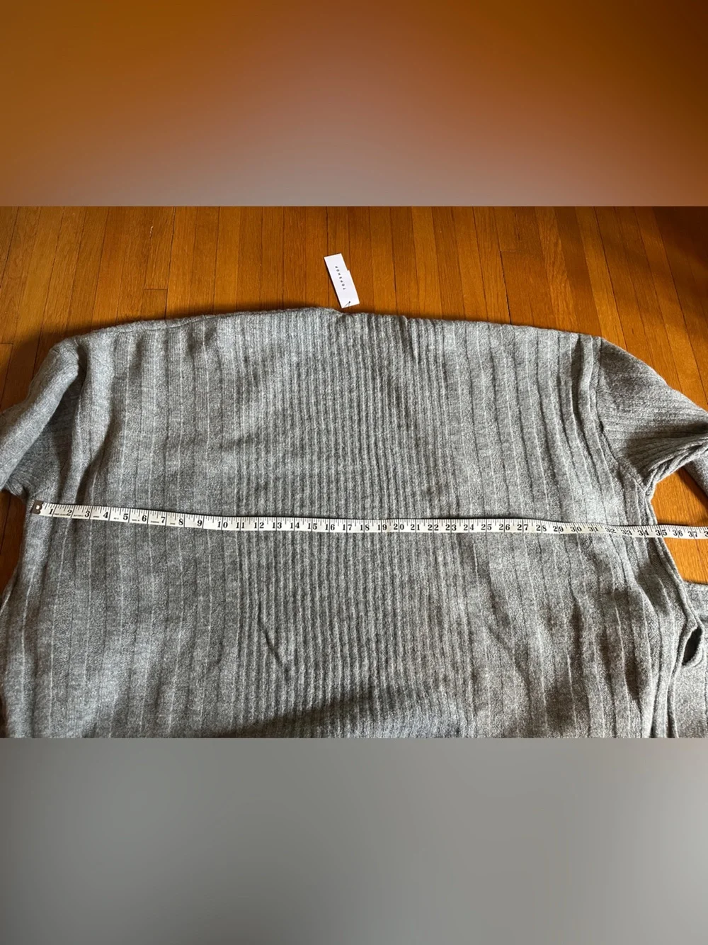 Topshop Longline Grey Open Cardigan with Pockets, Size XL (14), NWT